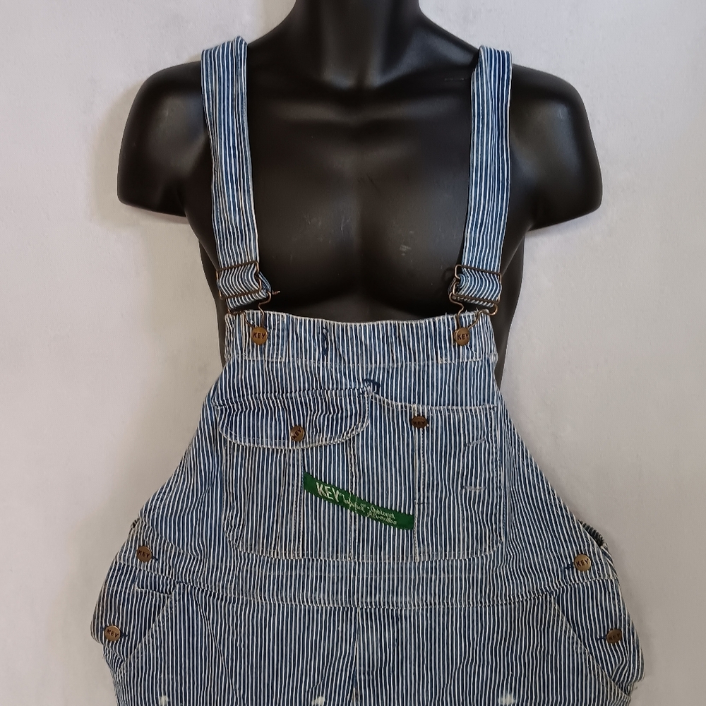 Men's Striped Denim Overalls